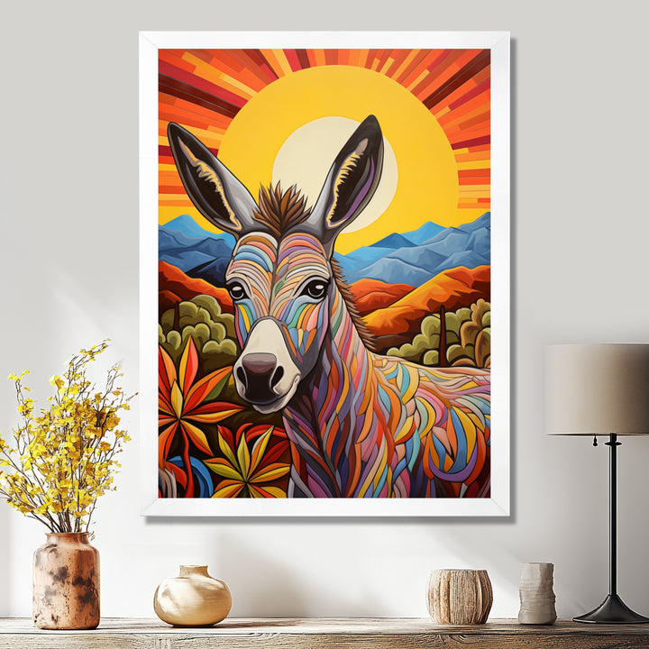 Donkey in colorful jungle landscape - Donkey Wall Decor