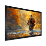Autumn River Fishing - Hunting & Fishing Canvas Wall Art