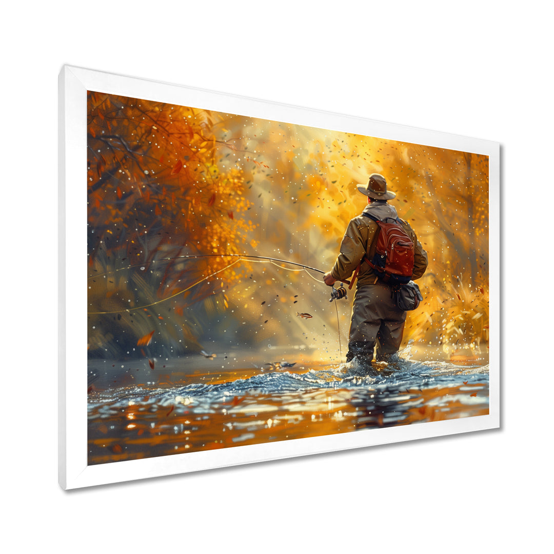 Autumn River Fishing - Hunting &amp; Fishing Canvas Wall Art