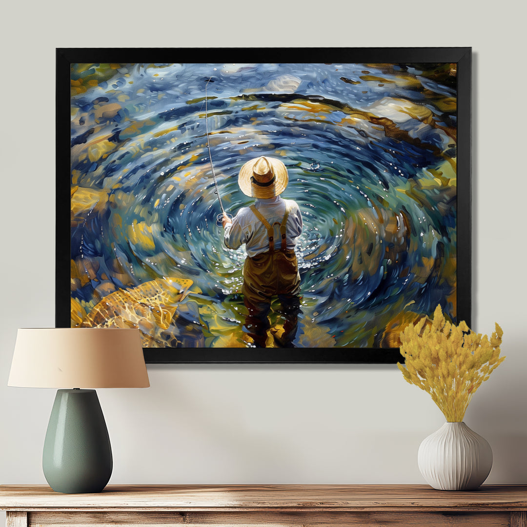 River Trout Fishing In The Mountains I - Hunting &amp; Fishing Canvas Wall Art