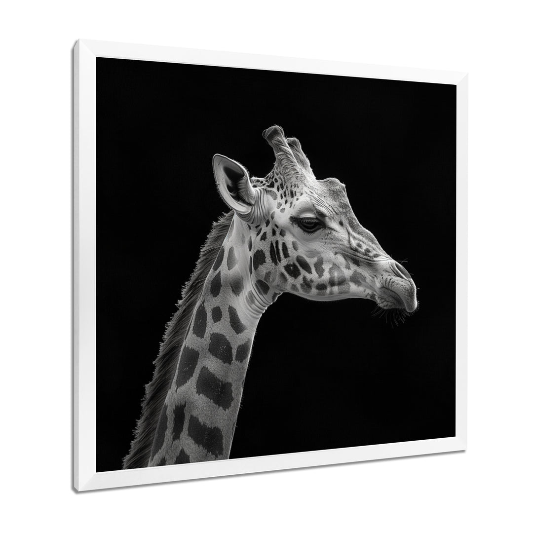 Giraffe profile on black - Gray Giraffe Wall Art