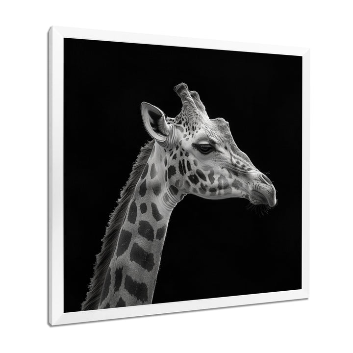 Giraffe profile on black - Gray Giraffe Wall Art