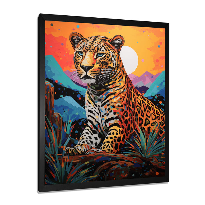 Cheetah in colorful mountain Sahara landscape - Cheetah Canvas Wall Art