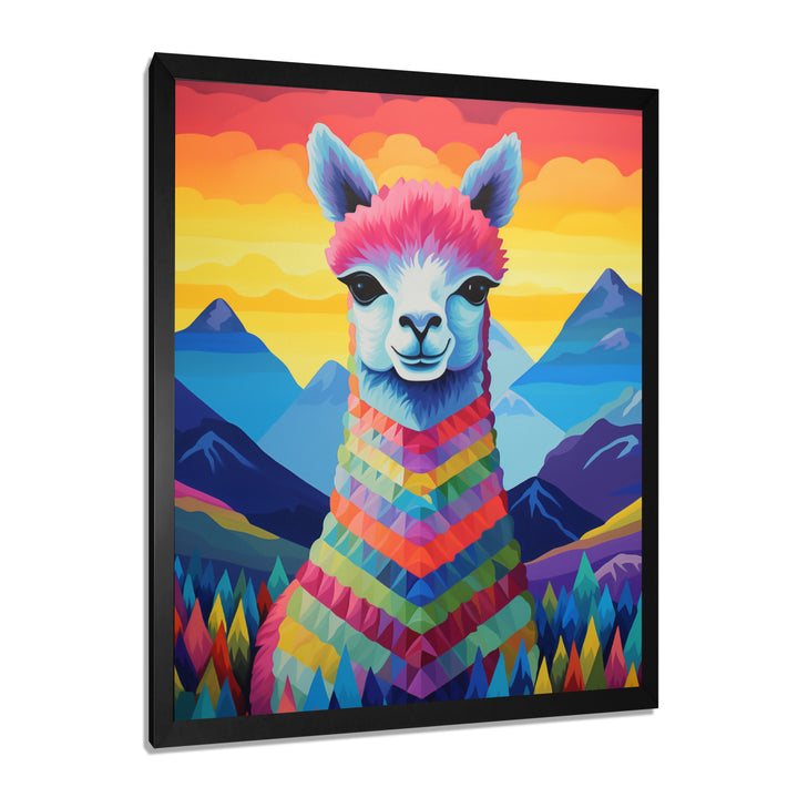 Colorful Alpaca in Chile mountain landscape - Llama Wall Decor