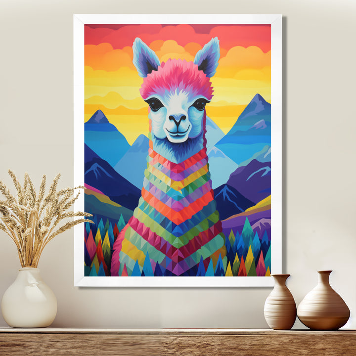 Colorful Alpaca in Chile mountain landscape - Llama Wall Decor