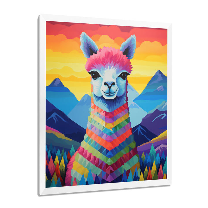 Colorful Alpaca in Chile mountain landscape - Llama Wall Decor