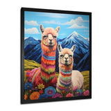 Colorful Alpacas in Chile mountain flower landscape - Llama Wall Art Prints