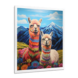 Colorful Alpacas in Chile mountain flower landscape - Llama Wall Art Prints