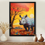 Rhinoceros at sunset in the Borneo Jungle - Rhino Living Room Wall Art