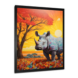 Rhinoceros at sunset in the Borneo Jungle - Rhino Living Room Wall Art