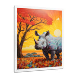 Rhinoceros at sunset in the Borneo Jungle - Rhino Living Room Wall Art