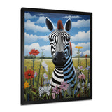Funny Zebra meadows cartoon Portrait - Zebra Wall Decor