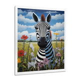 Funny Zebra meadows cartoon Portrait - Zebra Wall Decor