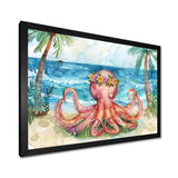 Octopus Meditating On The Beach In Hawaii - Octopus Framed Canvas Art