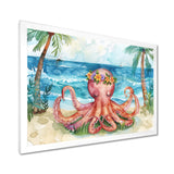Octopus Meditating On The Beach In Hawaii - Octopus Framed Canvas Art