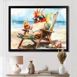 Cockatiel On The Beach Lounging - Coastal Animal Canvas Wall Art