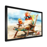 Cockatiel On The Beach Lounging - Coastal Animal Canvas Wall Art