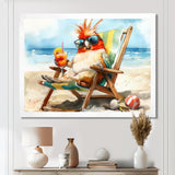 Cockatiel On The Beach Lounging - Coastal Animal Canvas Wall Art