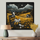 Cow Reading In The Meadow On A Rocking Chair - Cow Wall Decor