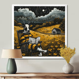 Cow Reading In The Meadow On A Rocking Chair - Cow Wall Decor