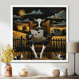Cow Reading In The Meadow On A Chair - Cow Wall Art Prints