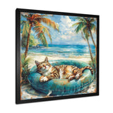 Felines Coastal Cat Nap Oasis - Blue Coastal Animal Wall Art