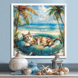 Felines Coastal Cat Nap Oasis - Blue Coastal Animal Wall Art