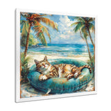 Felines Coastal Cat Nap Oasis - Blue Coastal Animal Wall Art