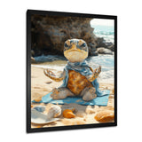 Turtle Beach Yoga In Caribbean - Coastal Animal Framed Canvas Art