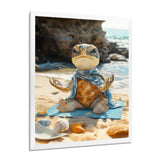 Turtle Beach Yoga In Caribbean - Coastal Animal Framed Canvas Art