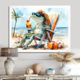 Lizard On A Beach Lounging Chair - Coastal Animal Canvas Wall Art