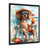 Brown Poodle Dog On The Beach Relaxing - Coastal Animal Wall Art Prints