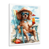 Brown Poodle Dog On The Beach Relaxing - Coastal Animal Wall Art Prints