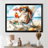 Rabbit On The Beach Relaxing - Coastal Animal Wall Art Prints