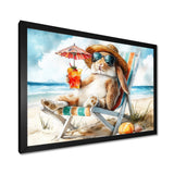Rabbit On The Beach Relaxing - Coastal Animal Wall Art Prints