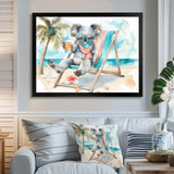 Cute Koala Beach Relaxing - Gray Coastal Animal Wall Art