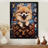 High Fashion Pomeranian Dog In Handbag - Dog Canvas Wall Art