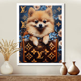 High Fashion Pomeranian Dog In Handbag - Dog Canvas Wall Art