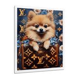 High Fashion Pomeranian Dog In Handbag - Dog Canvas Wall Art