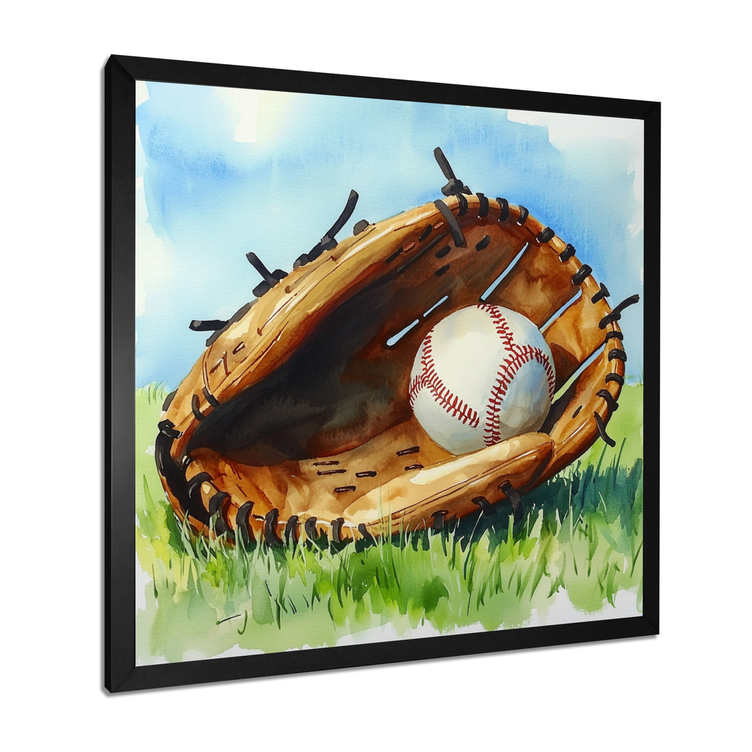 Baseball Glove And Ball In The Grass - Sport Baseball Canvas Wall Art