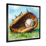 Baseball Glove And Ball In The Grass - Sport Baseball Canvas Wall Art