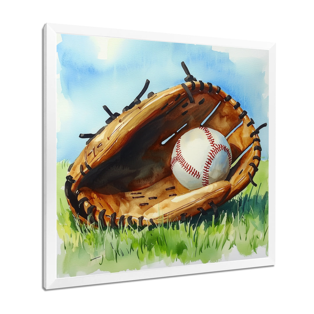 Baseball Glove And Ball In The Grass - Sport Baseball Canvas Wall Art