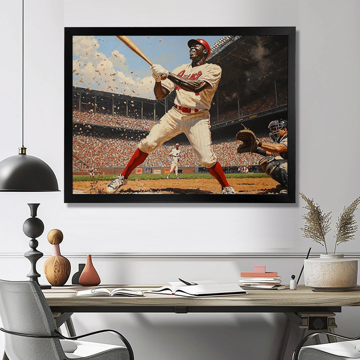 Baseball Player Hitting A Home Run - Sport Baseball Canvas Wall Art