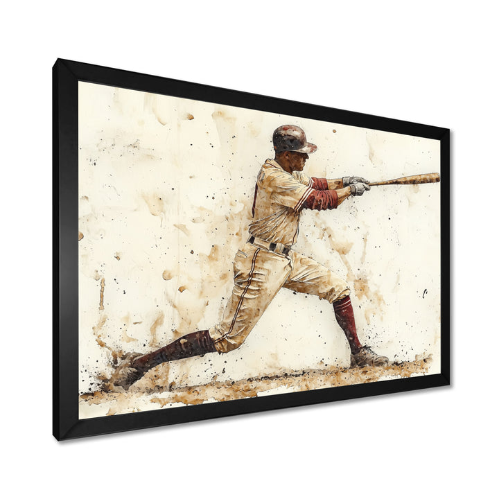 White Red Baseball Player Hitting A Home Run I - Sport Baseball Canvas Wall Art