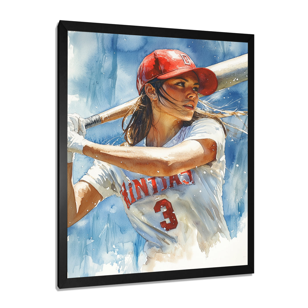 White Red Baseball Player At The Pitch - Sport Baseball Canvas Wall Art