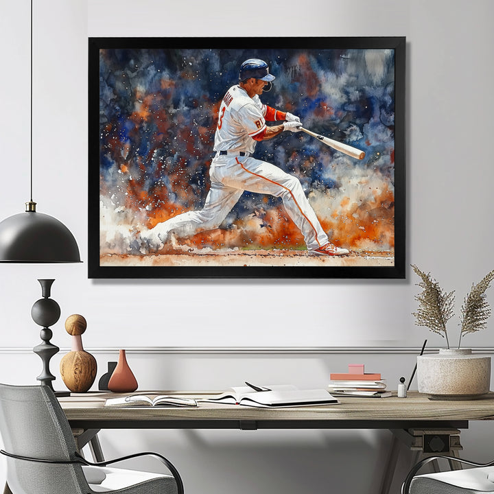 White Red Baseball Player On The Field - Sport Baseball Canvas Wall Art