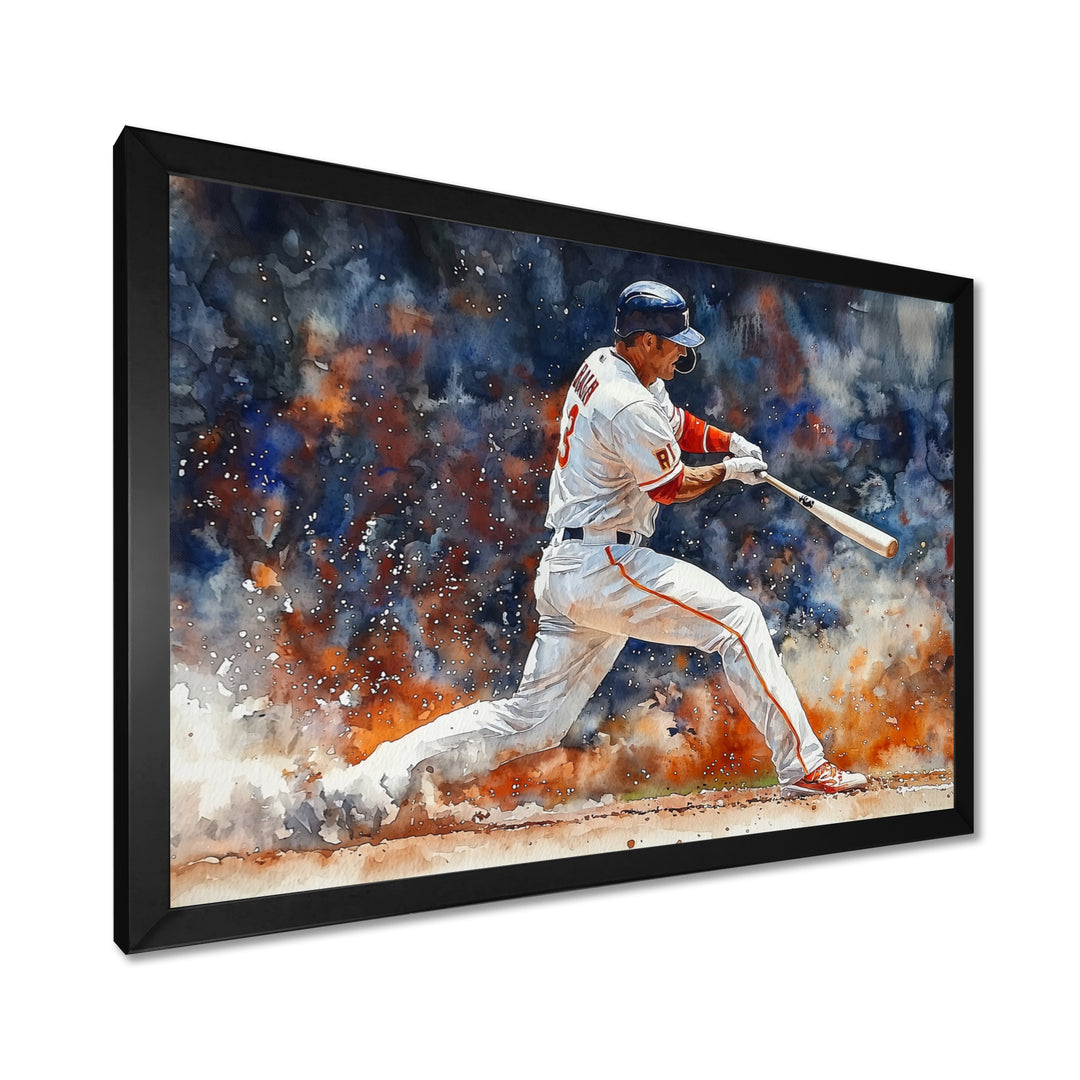 White Red Baseball Player On The Field - Sport Baseball Canvas Wall Art