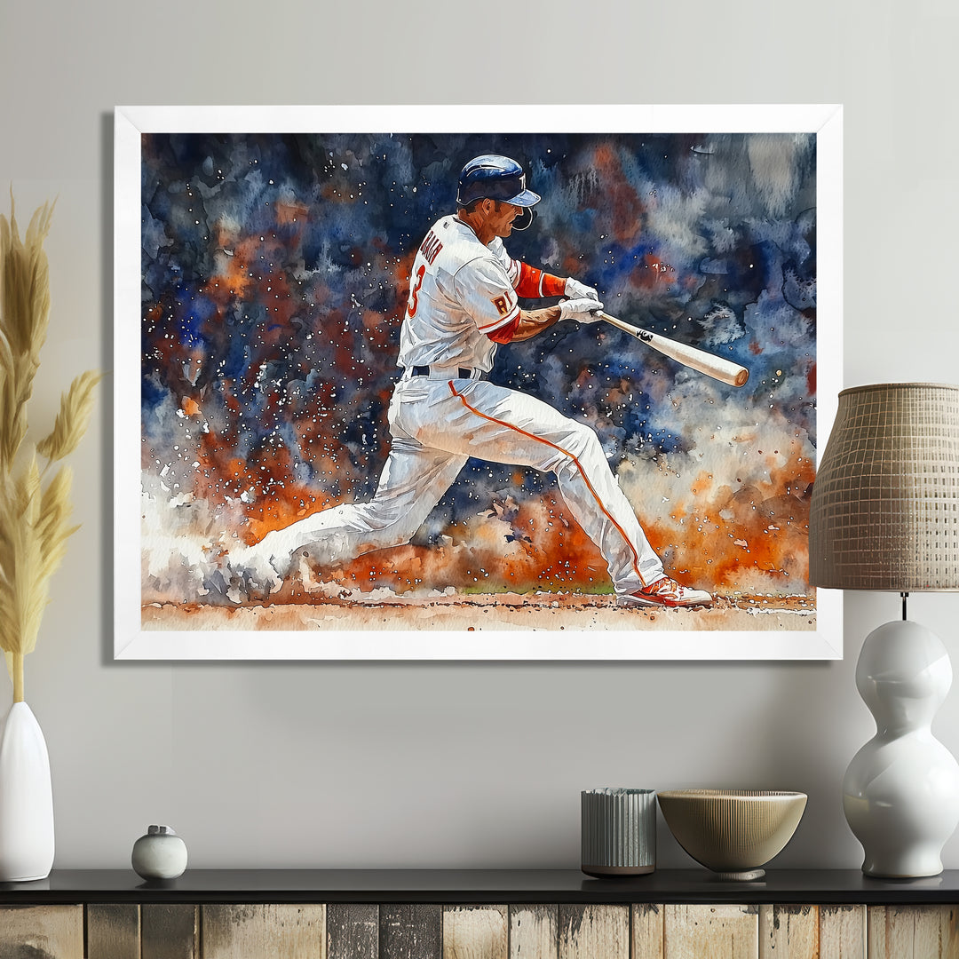 White Red Baseball Player On The Field - Sport Baseball Canvas Wall Art