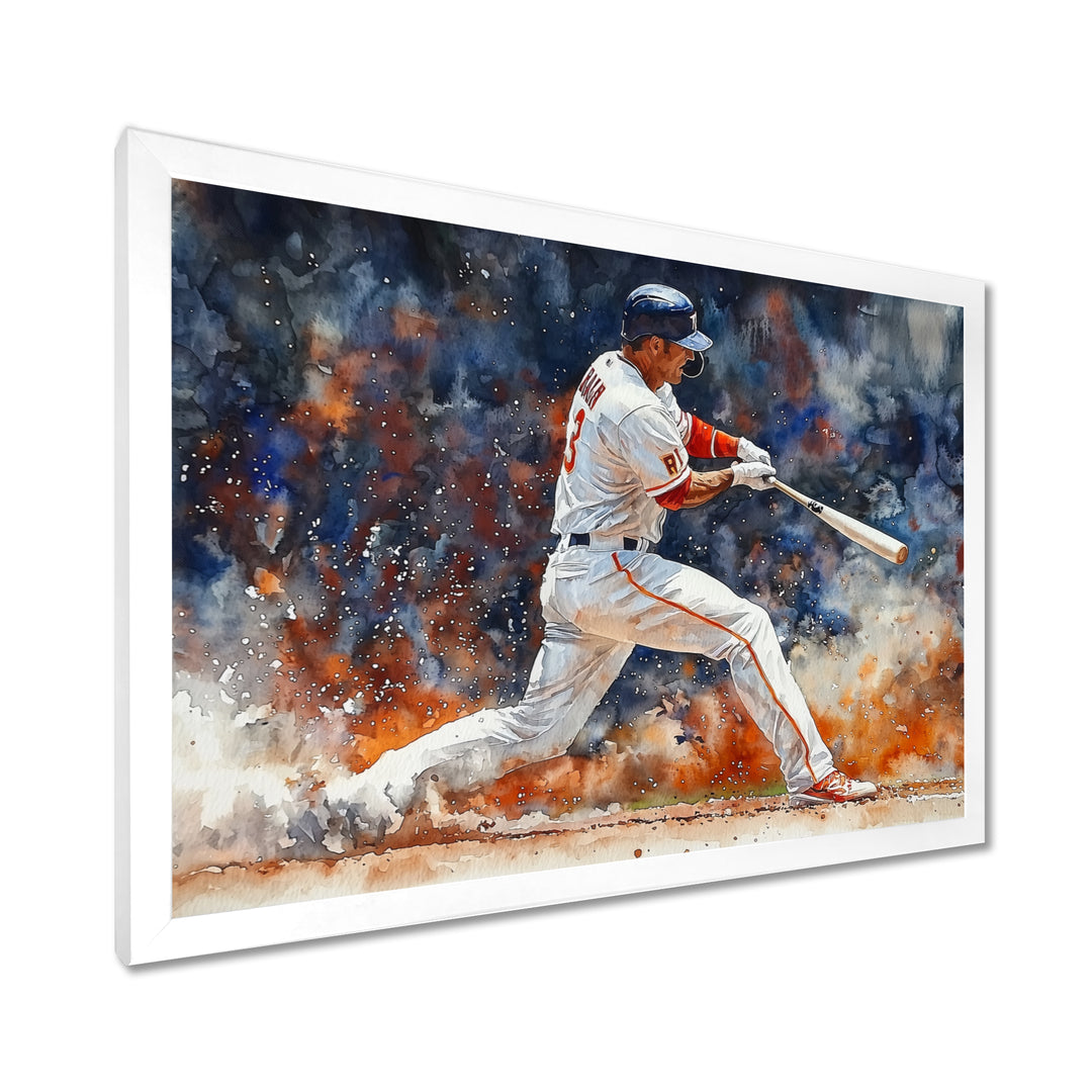 White Red Baseball Player On The Field - Sport Baseball Canvas Wall Art