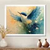 Blue And Yellow Bird Feathered Frenzy - Blue Bird Wall Art